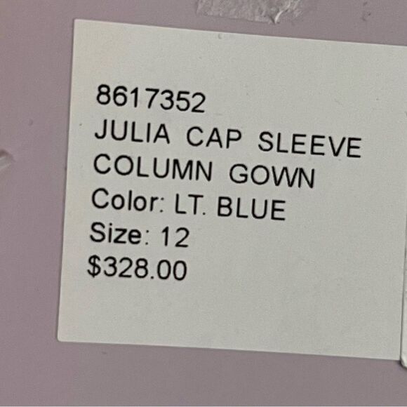 JS Collections Julia Cap Sleeve Column Gown Silver Sequins Light Blue, 12, NWT - Picture 10 of 13